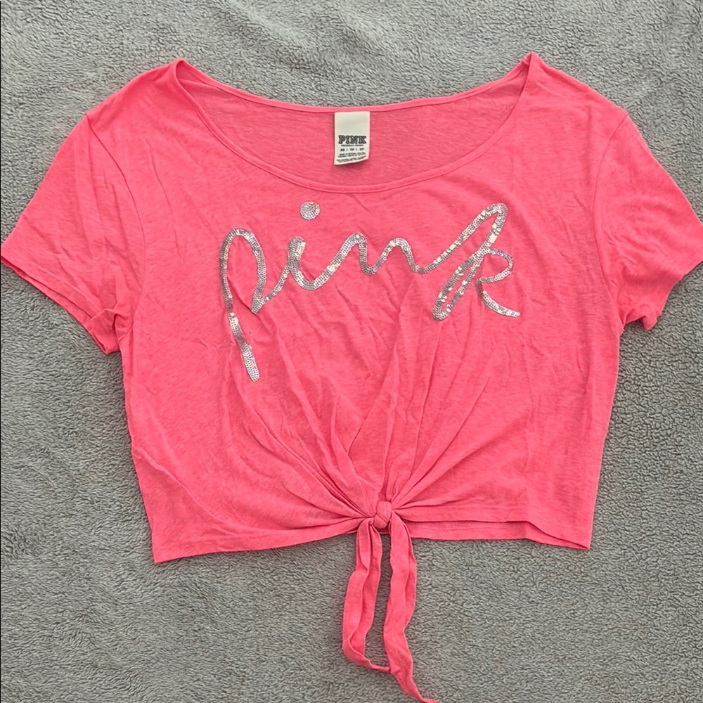 PINK Victoria's Secret Women's Tie-Front Crop Top